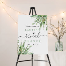 Eucalpytus & Gold Glitter Bridal Shower Sign