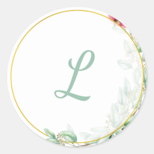 Eucalyptis Monogram Wedding Sticker