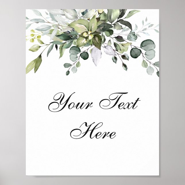 Eucalypts aquarelle Poster texte personnalisé (Devant)
