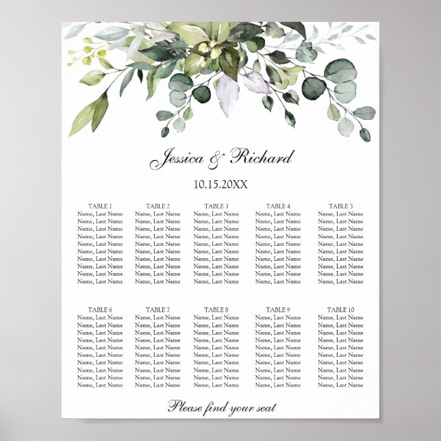 Eucalyptus 10 Tables Siège Poster (Devant)