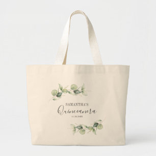 Eucalyptus 15th Birthday Quinceanera Keepsake Large Tote Bag