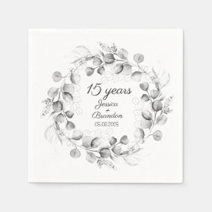 Eucalyptus 15th Crystal Wedding Anniversary  Napkin