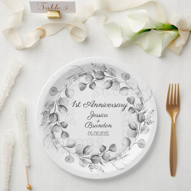 Eucalyptus 1st Paper Wedding Anniversary  Plate (Wedding)