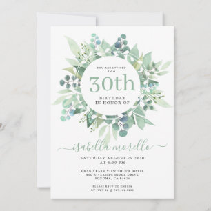 Eucalyptus 30th Birthday Invitation