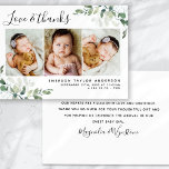 Eucalyptus 3 Photo Baby Birth Stats Thank You Card<br><div class="desc">A modern eucalyptus photo baby thank you card. The photographs of the models are for illustrative purposes and can be changed to your own. **PLEASE READ BEFORE ORDERING** 1. If you make changes and the design is cropped or doesn't look right on the screen please use the Live Design Service...</div>