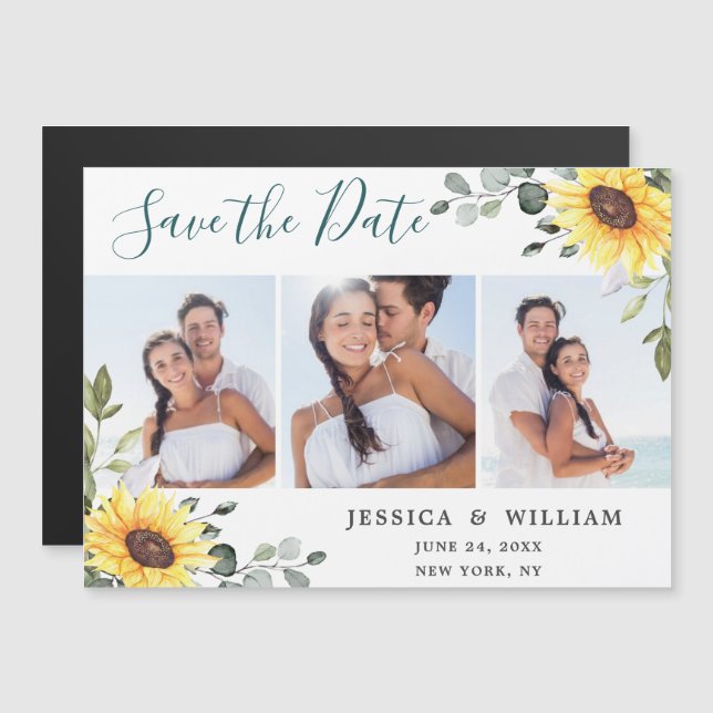 Eucalyptus 3 PHOTO Save the Date Magnetic Card (Front/Back)