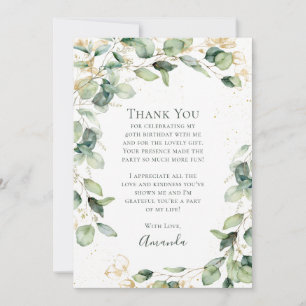 Eucalyptus 40th Birthday  Thank You Card