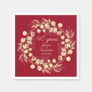 Eucalyptus 40th Red Ruby Wedding Anniversary  Napkin