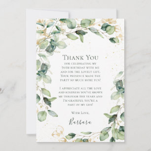 Eucalyptus 70th Birthday  Thank You Card