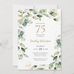 Eucalyptus 75th Birthday Invitation