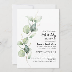 Eucalyptus 80th Birthday Party Botanical Invitation