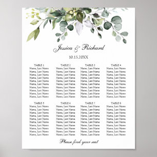 Eucalyptus 8 Tables Seating Chart Poster Sign