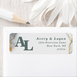 Eucalyptus Abstrait Green Monogram Adresse de reto