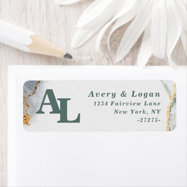 Eucalyptus Abstrait Green Monogram Adresse de reto (En situation)