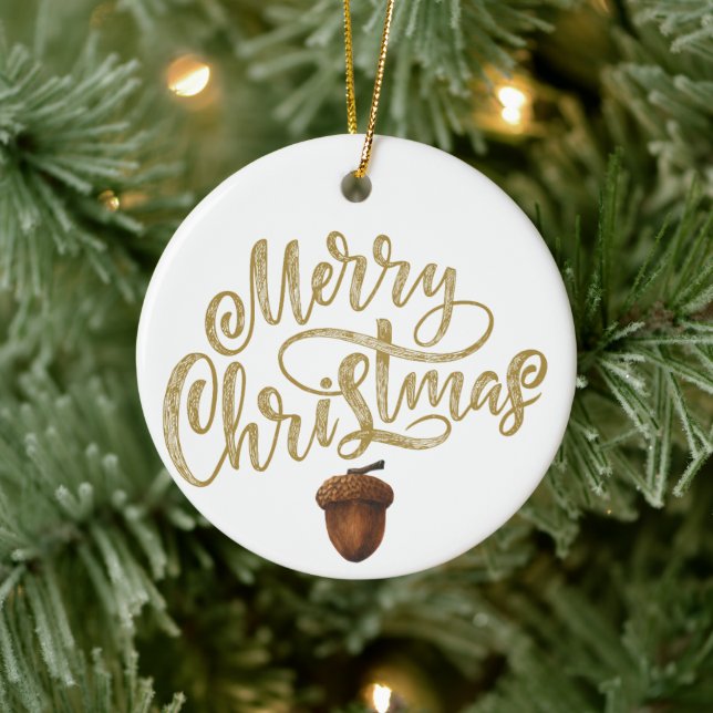 Eucalyptus Acorns Christmas Ceramic Ornament (Tree)