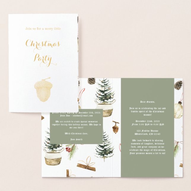 Eucalyptus Acorns Christmas Invitation Card (Display)