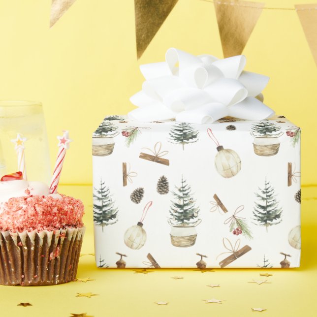 Eucalyptus Acorns Christmas Wrapping Paper (Birthday Party)