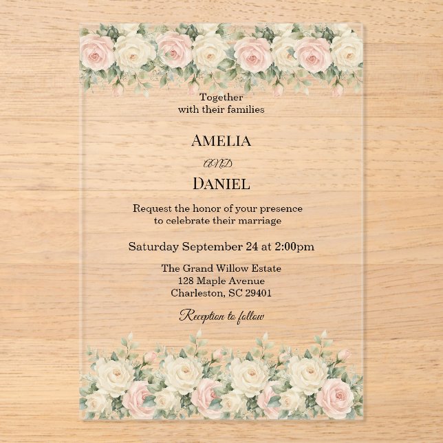 eucalyptus Acrylic floral minimalist Invitation (Front)