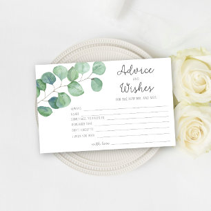Eucalyptus - advice and wishes bridal shower stationery