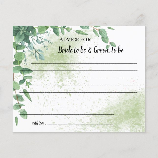 Eucalyptus  Advice for Couple Bridal Shower Card (Front)