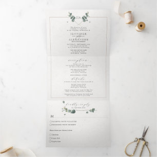Eucalyptus All in one Monogram Wedding Tri-Fold