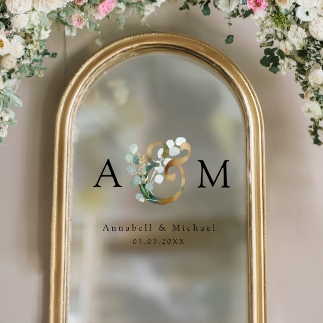 Eucalyptus, Ampersand, Monogram, Wedding Window Cling (Creator Uploaded)