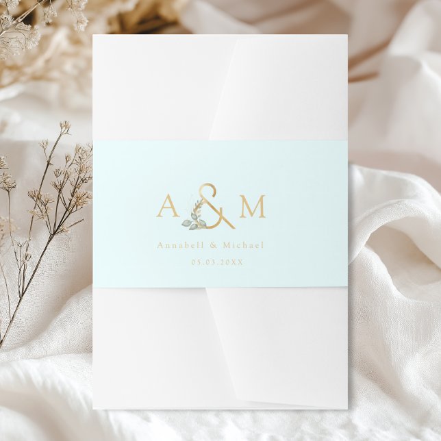 Eucalyptus Ampersand Wedding Invitation Belly Band (Eucalyptus Ampersand Wedding Invitation Belly Band)