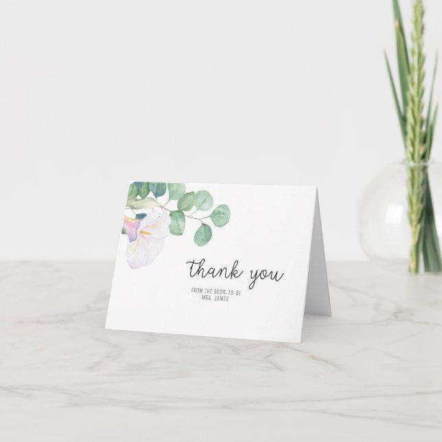 Eucalyptus and calla -  Bridal Shower thank you Card (Front)