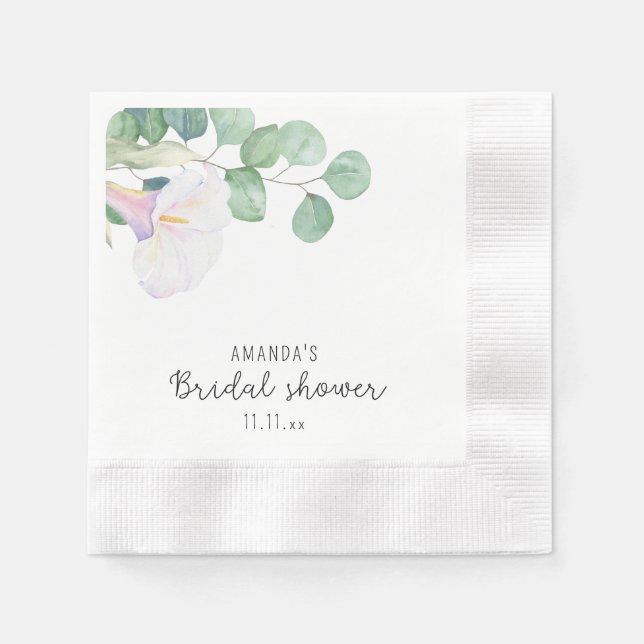 Eucalyptus and calla flower - bridal shower  napkin (Front)