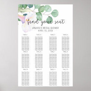 Eucalyptus and calla - Seating Chart foam board