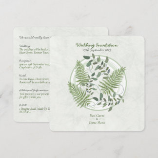 Eucalyptus and Fern Rings Wedding Invitation