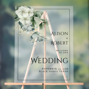 Eucalyptus and flowers translucent wedding WELCOME Acrylic Sign