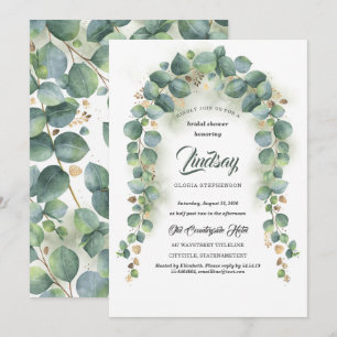 Eucalyptus and Gold Greenery Garland Bridal Shower Invitation