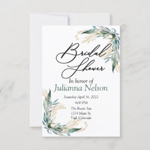 Eucalyptus and gold invitation
