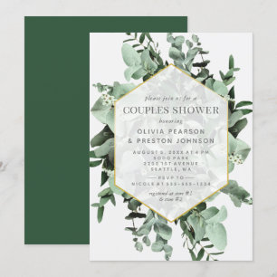 Eucalyptus and Greenery Watercolor Couples Shower Invitation
