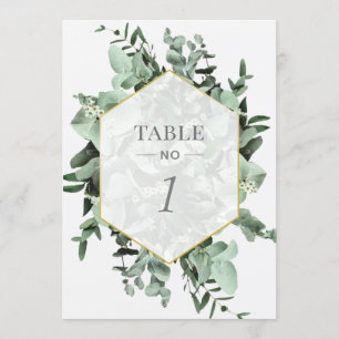 Eucalyptus and Greenery Watercolor Table Number