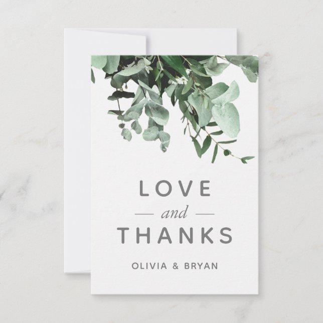 Eucalyptus and Greenery Watercolor Thank You Card (Front)