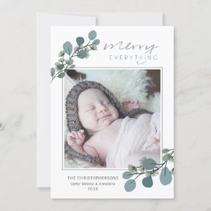 Eucalyptus and Pine Merry Everything Photo Holiday Card