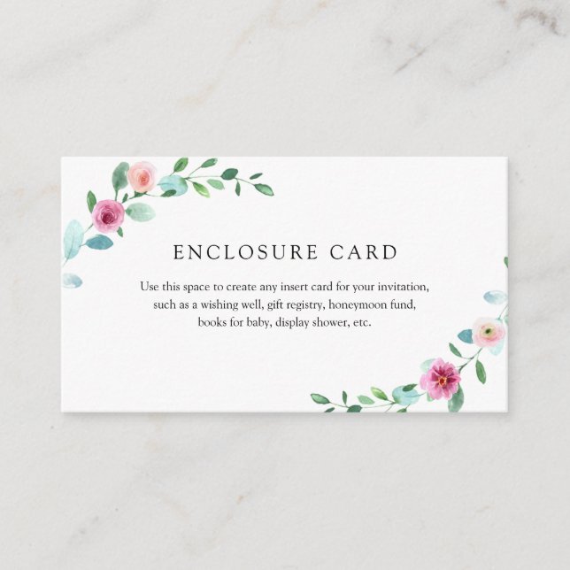Eucalyptus and Pink Flowers Enclosure Card (Front)