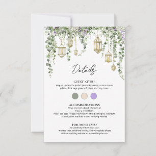 Eucalyptus and Purple Floral Wedding Details Card