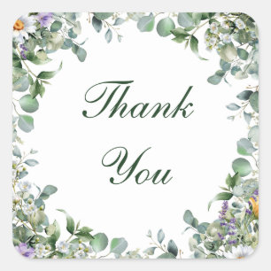 Eucalyptus and Wildflower Wedding Favour Stickers