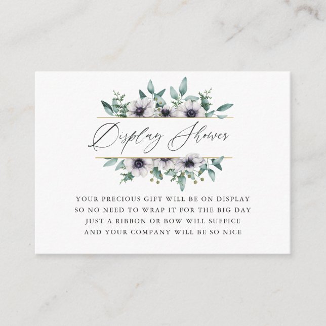 Eucalyptus Anemone Baby Shower Display Shower Enclosure Card (Front)