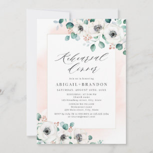 Eucalyptus anemone floral rehearsal dinner invitation