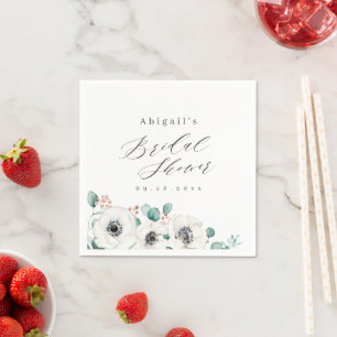 Eucalyptus anemone floral rustic bridal shower napkin