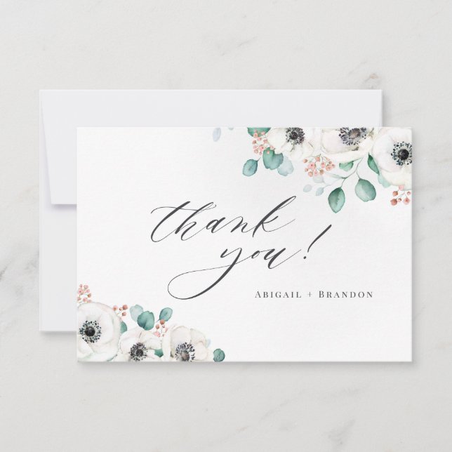 Eucalyptus anemone floral rustic thank you  (Front)