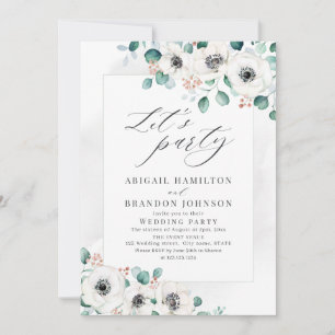 Eucalyptus anemone floral rustic wedding party inv invitation
