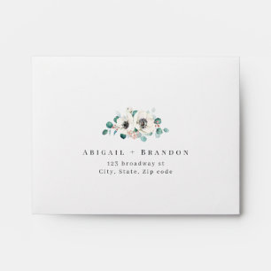 Eucalyptus anemone floral wedding RSVP Envelope