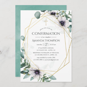 Eucalyptus Anemone Geometric Confirmation Invitation