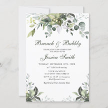 Eucalyptus Aquarelle Brunch et Bubbly Invitation