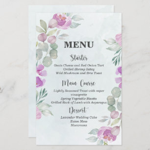 Eucalyptus Aquarelle Dusty Blue Menu Mariage